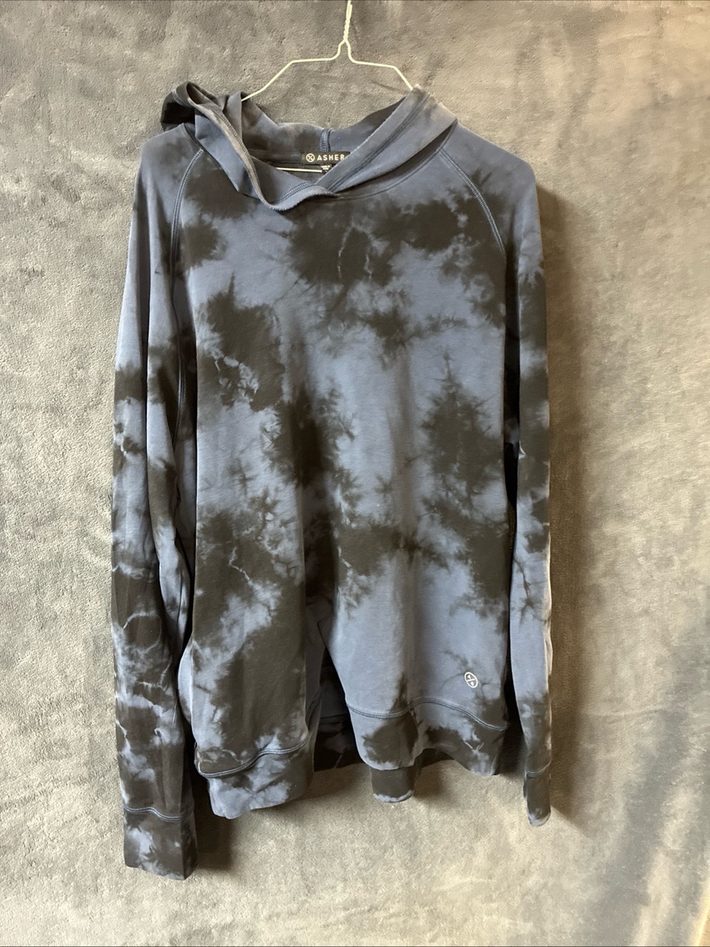 Asher Black Tie-Dye Hooded Golf Pullover for Men